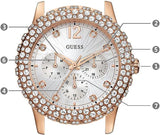 Guess Dazzler Diamonds Silver Dial Rose Gold Steel Strap Watch for Women - W0335L3