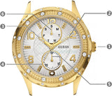 Guess Siren Diamonds Silver Dial Gold Steel Strap Watch for Women - W0442L2