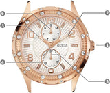 Guess Siren Diamonds White Dial Rose Gold Steel Strap Watch for Women - W0442L3