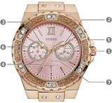 Guess Rose Gold Dial with Diamonds Pink Rubber Strap Watch For Women - W1053L3