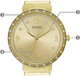 Guess Chiffon Gold Dial Gold Mesh Bracelet Watch For Women - W1083L2