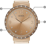 Guess Chiffon Rose Gold Dial Mesh Bracelet Watch For Women - W1083L3