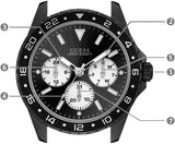 Guess Odyssey Quartz Black Dial Black Silicone Strap Watch For Men - W1108G3