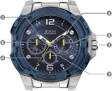 Guess Genesis Multi Function Analog Blue Dial Blue Rubber Strap Watch For Men - W1254G1