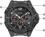 Guess Genesis Quartz Black Dial Black Silicone Strap Watch For Men - W1254G2