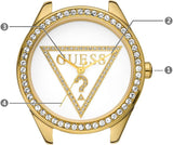 Guess Mini Triangle Quartz White Dial Gold Leather Strap Watch For Women - W70015l1