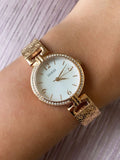 Guess Monroe Silver Dial Rose Gold Steel Strap Watch For Women - W1152L3