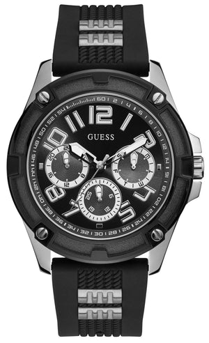 Guess Delta Black Dial Black Silicone Strap Watch for Men - GW0051G1