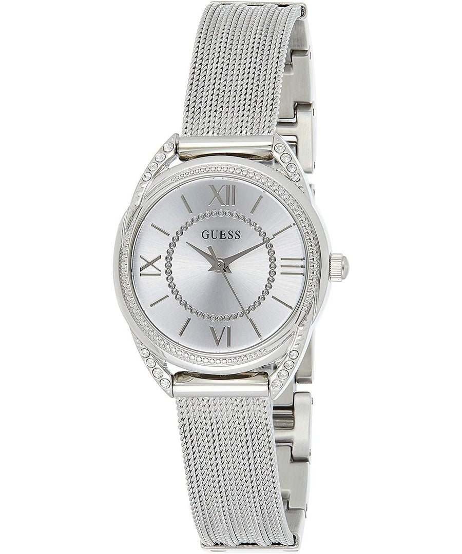 Guess Whisper Silver Dial Silver Mesh Bracelet Watch for Women - W1084L1