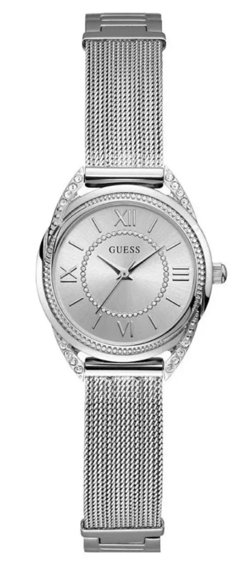 Guess Whisper Silver Dial Silver Mesh Bracelet Watch for Women - W1084L1