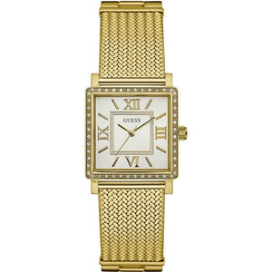Guess White Dial Gold Mesh Bracelet Watch For Women - W0826L2