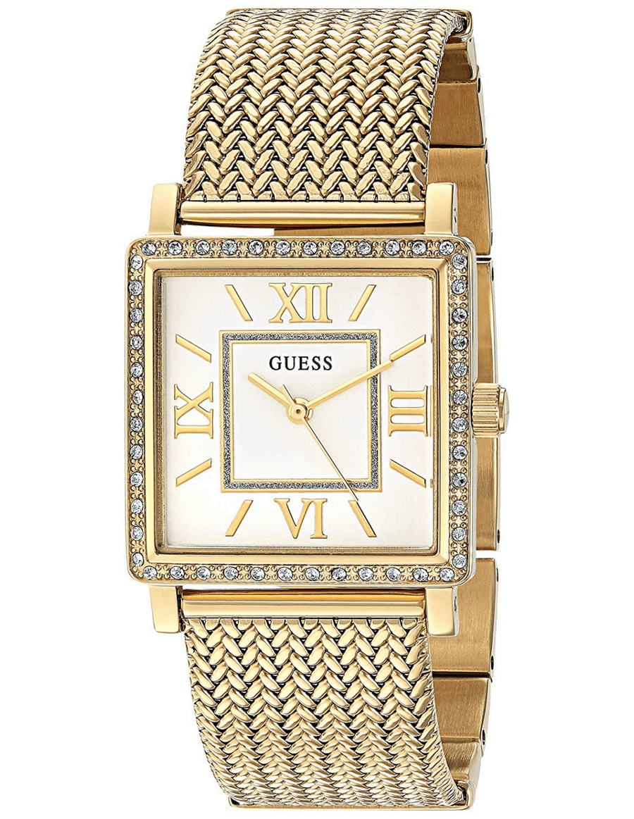 Guess White Dial Gold Mesh Bracelet Watch For Women - W0826L2