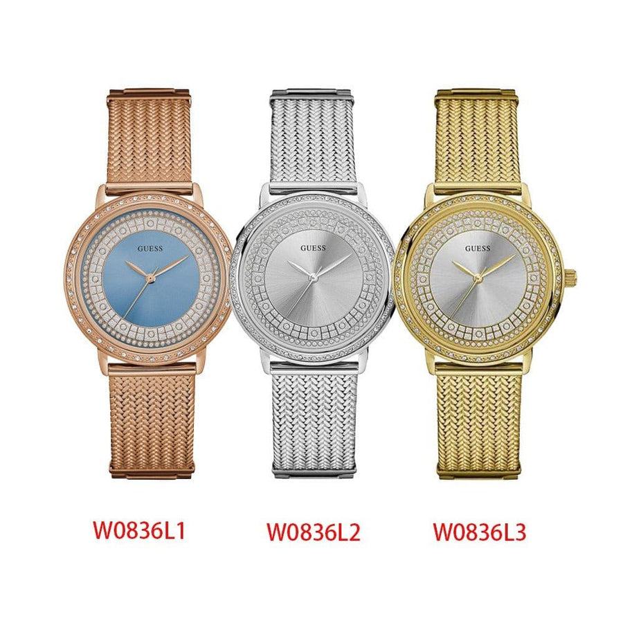 Guess Willow Two Tine Dial Gold Mesh Bracelet Watch For Women - W0836L3