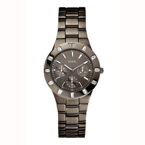 Guess XS Multifunction Quartz Brown Dial Brown Steel Strap Watch For Women - W0027L1