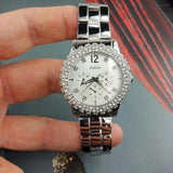 Guess Dazzler Diamonds Silver Dial Silver Steel Strap Watch for Women - W0335L1