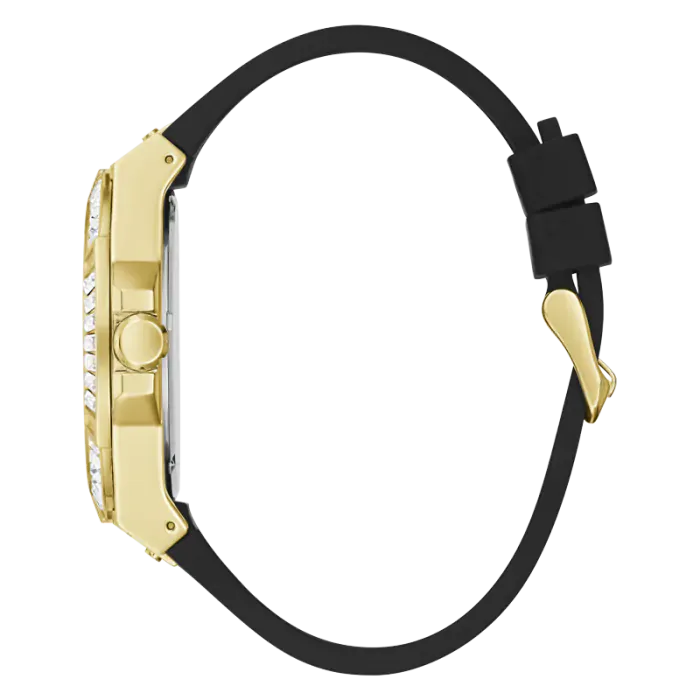 Guess Zeus Chronograph Diamonds Black Dial Black Silicone Strap Watch For Men - GW0208G2