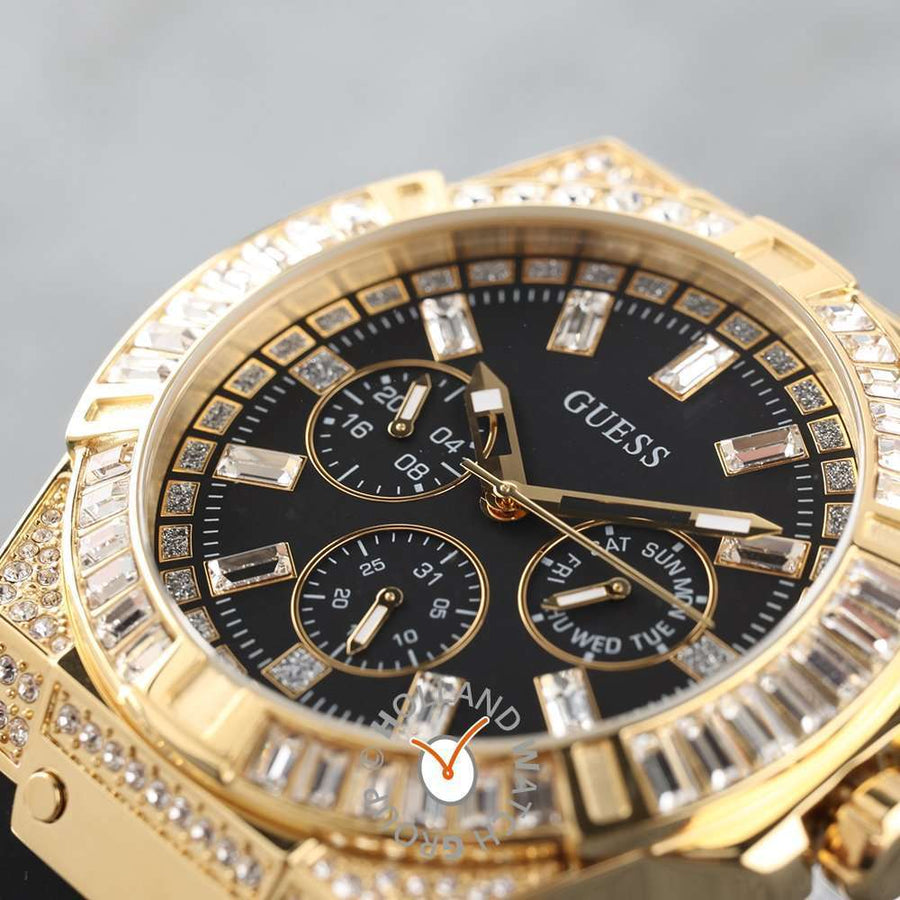 Guess Zeus Chronograph Diamonds Black Dial Black Silicone Strap Watch For Men - GW0208G2