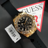 Guess Zeus Multifunction Crystals Black Dial Black Silicone Strap Watch For Men - GW0208G4