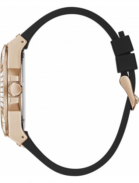Guess Zeus Multifunction Crystals Black Dial Black Silicone Strap Watch For Men - GW0208G4