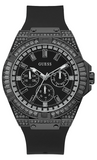 Guess Zeus Multifunction Crystals Black Dial Black Silicone Strap Watch For Men - GW0208G5