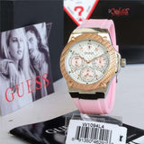 Guess Zena Quartz White Dial Pink Rubber Strap Watch For Women - W1094L4