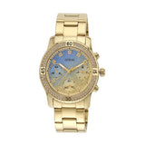 Guess Confetti Diamonds Gold Dial Gold Steel Strap Watch for Women - W0774L2