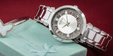 Guess Night Life Clear Silver Dial Silver Steel Strap Watch for Women - GW0470L1