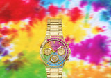 Guess Sugarrush Quartz Multicolor Dial Gold Steel Strap Watch For Women - GW0258L1