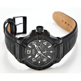 Guess Rigor Analog Black Dial Black Leather Strap Watch For Men - W0040G1