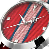 Gucci G Timeless Quartz Red Dial Two Tone NATO Strap Watch For Men - YA1264070