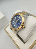 Versace Hellenyium GMT Blue Dial Two Tone Steel Strap Watch for Men - V11060017