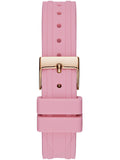 Guess Cosmo Diamonds Silver Dial Pink Silicone Strap Watch for Women - GW0034L3