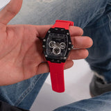 Guess Phoenix Multifunction Black Dial Red Rubber Strap Watch for Men - GW0203G4