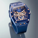 Guess Phoenix Multifunction Blue Dial Blue Rubber Strap Watch for Men - GW0203G7