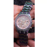 Guess Heiress Multifunction Diamonds Purple Dial Purple Steel Strap Watch for Women - GW0440L3