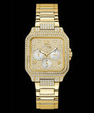 Guess Deco Quartz Crystals Gold Dial Gold Steel Strap Watch For Women - GW0472L2