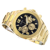 Guess Empire Quartz Black Dial Gold Steel Strap Watch For Men - GW0489G2