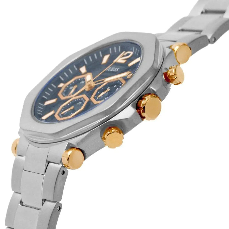 Guess Edge Chronograph Black Dial Silver Steel Strap Watch For Men - GW0539G1