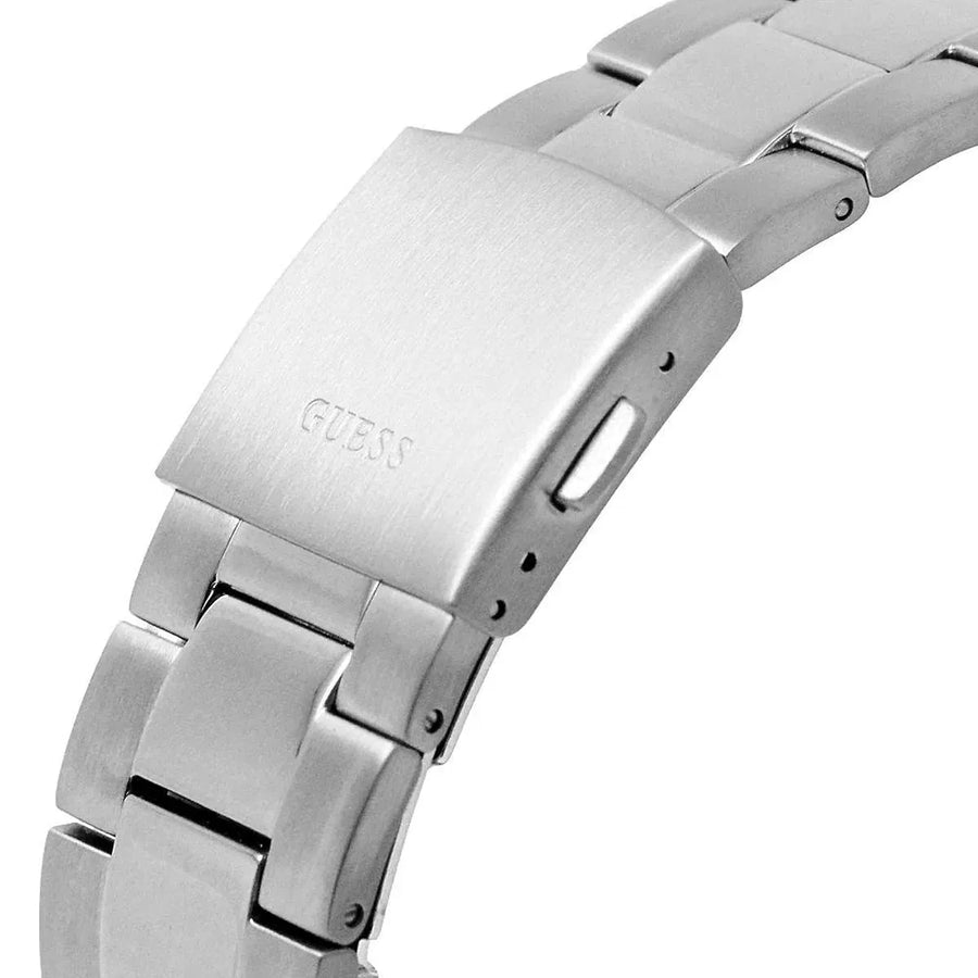 Guess Edge Chronograph Black Dial Silver Steel Strap Watch For Men - GW0539G1
