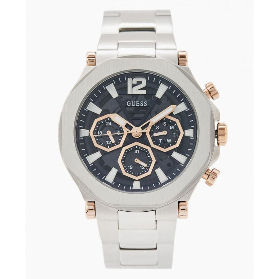 Guess Edge Chronograph Black Dial Silver Steel Strap Watch For Men - GW0539G1