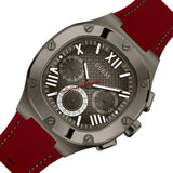 Guess Headline Multifunction Grey Dial Burgundy Silicone Strap Watch For Men - GW0571G4