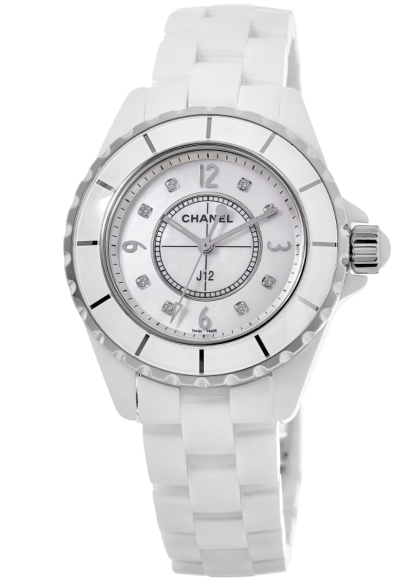 Chanel J12 Diamonds Quartz Ceramic White Dial White Steel Strap Watch for Women - J12 H2422