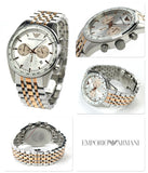 Emporio Armani Sportivo Chronograph Silver Dial Two Tone Steel Strap Watch For Men - AR5999