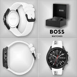 Hugo Boss Velocity Black Dial White Rubber Strap Watch for Men - 1513718