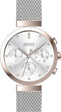 Hugo Boss Flawless Silver Dial Silver Mesh Bracelet Watch for Women -1502551