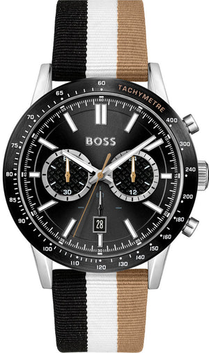 Hugo Boss Allure Chronograph Black Dial Multicolor Nylon Strap Watch for Men - 1513963