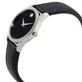 Movado Museum Classic Black Dial Black Leather Strap Watch For Women - 0607015