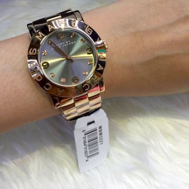 Marc Jacobs Amy Glitz Brown Dial Rose Gold Steel Strap Watch for Women - MBM3221