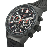 Tag Heuer Carrera Automatic Chronograph Black Dial Black Rubber Strap Watch for Men - CBG2A90.FT6173