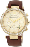 Michael Kors Parker Champagne Dial Brown Leather Strap Watch for Women - MK2249